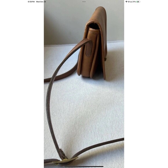 Laura USA Brown Leather Crossbody Handbag Purse Brass Turnlock Flap Bag VINT - Picture 4 of 12